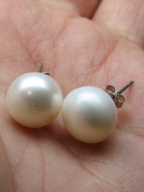 Sterling Silver 13mm Cultured Pearl Earring Studs